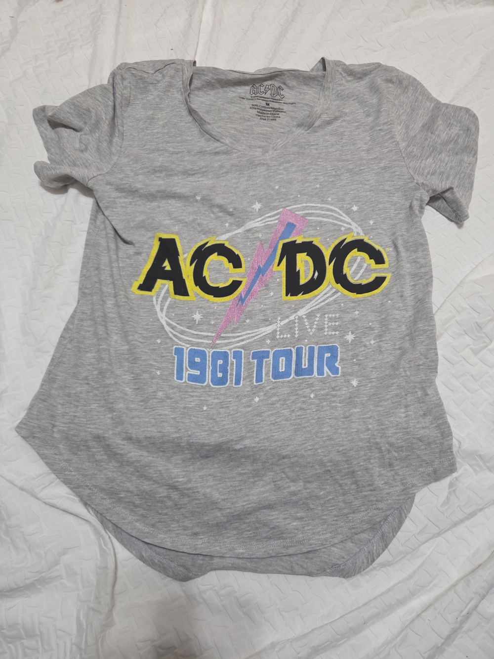 AC/DC Gray '1981 Tour' Tee Acm-ss1